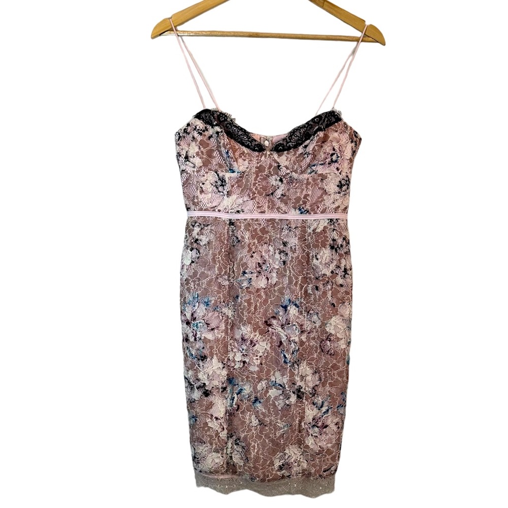 RARE Sample Victoria Secret Floral Lace Slip Dress Prink Black Size 6